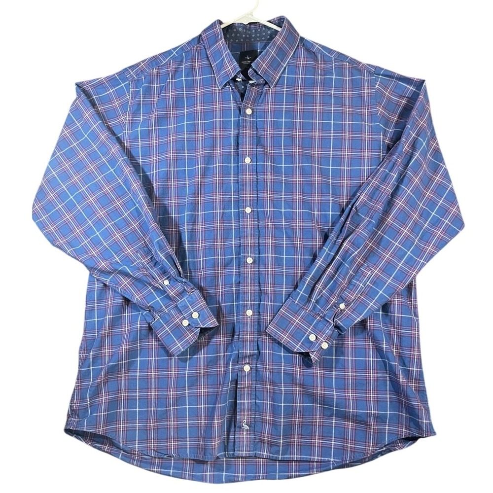 Tailorbyrd Collection Mens XXL Blue Purple Plaid Long Sleeve Button Down Shirt